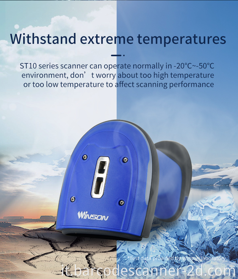 Winson Proo e Broken Barcode Scanner High Speed ​​Industrial Reader Industrial USB/RS232 Cavo